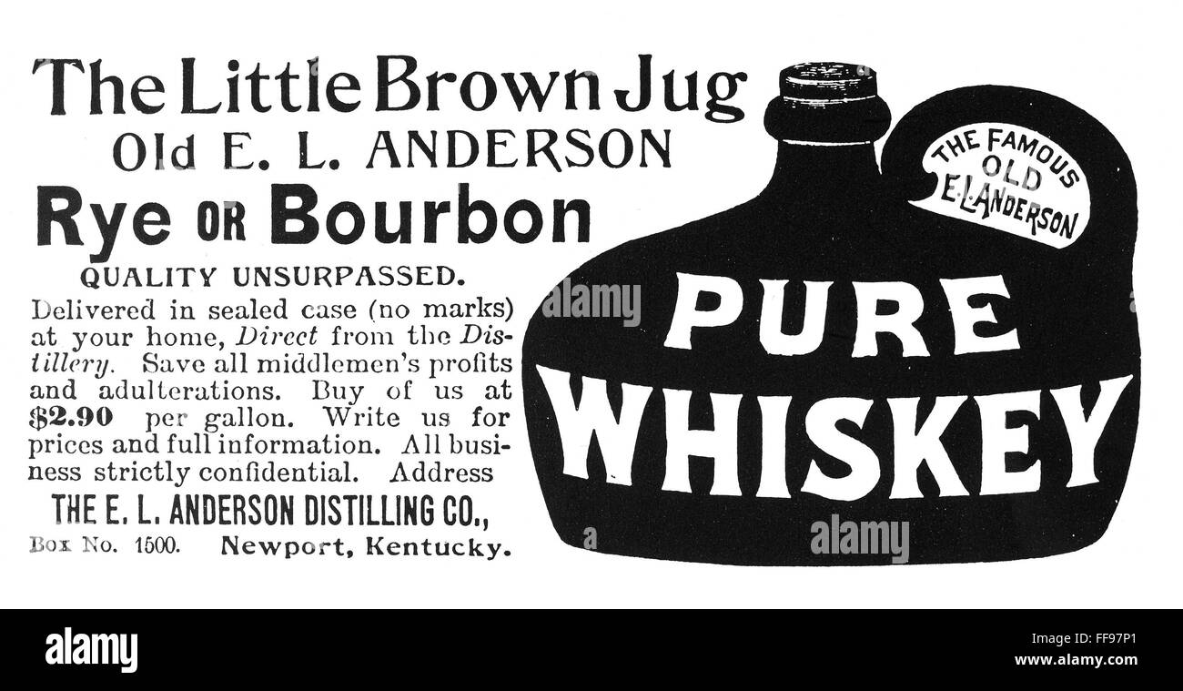 LITTLE BROWN JUG, 1894. /nThe Little Brown Jug - Old E.L. Anderson Rye or  Bourbon. American whiskey advertisement, 1894 Stock Photo - Alamy