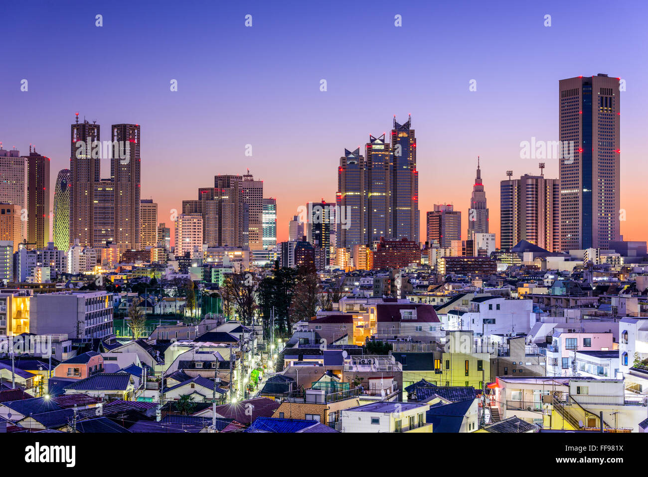 Tokyo, Japan city skyline at the West Shinjuku Financial District. Stock Photo