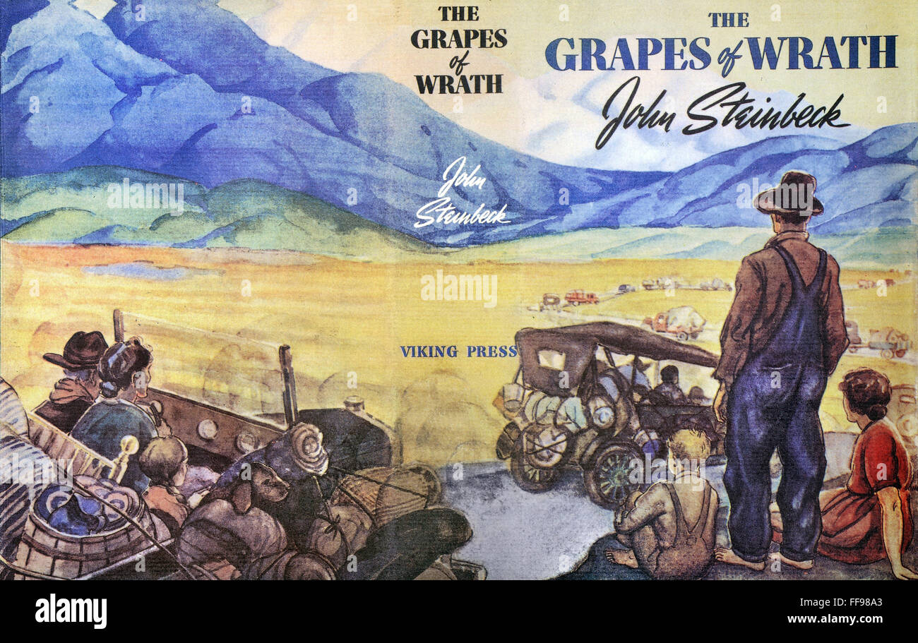 STEINBECK: GRAPES OF WRATH. /nWraparound jacket of the first edition, 1939, of 'The Grapes of Wrath', John Steinbeck's novel of 'Okies' forced to migrate from the Dust Bowl. Stock Photo
