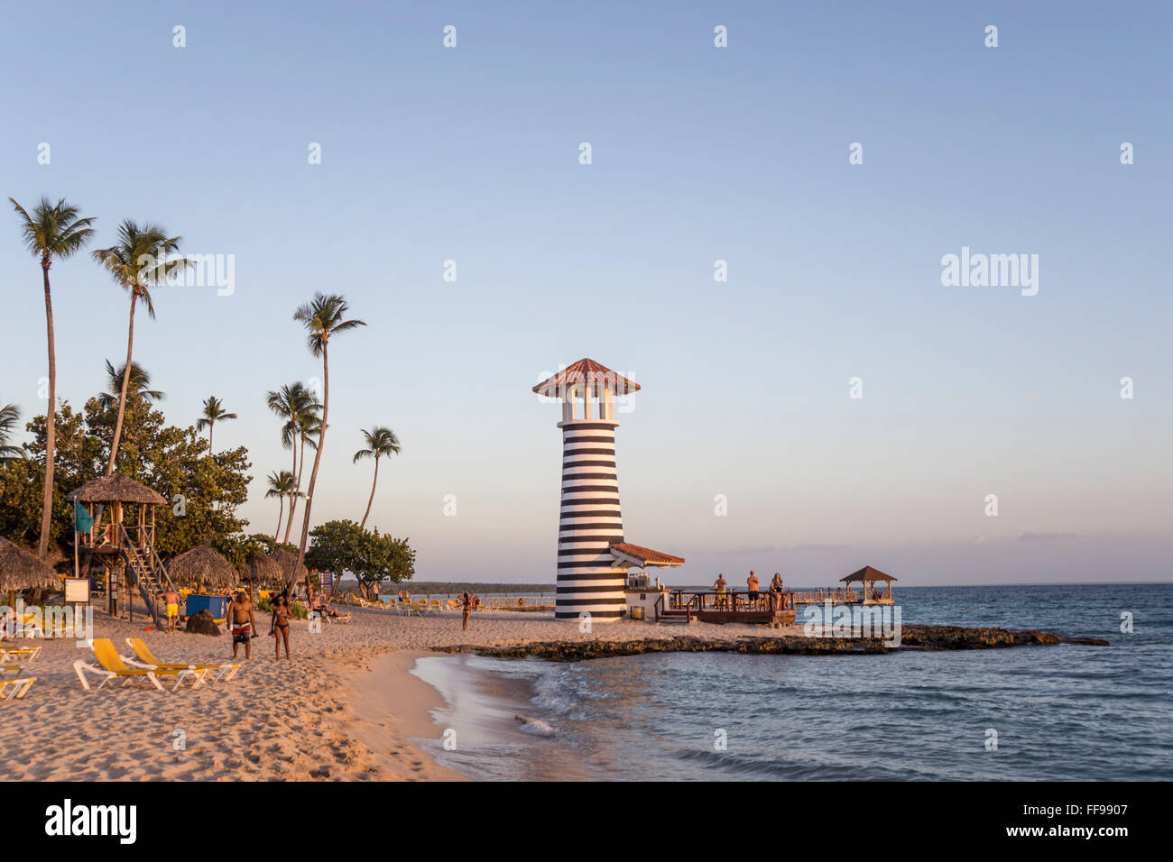 Playa Dominicus, The Lighthouse Beach Bar, Iberostar Hacienda Dominicus, La Romana, Dominican Republic Stock Photo