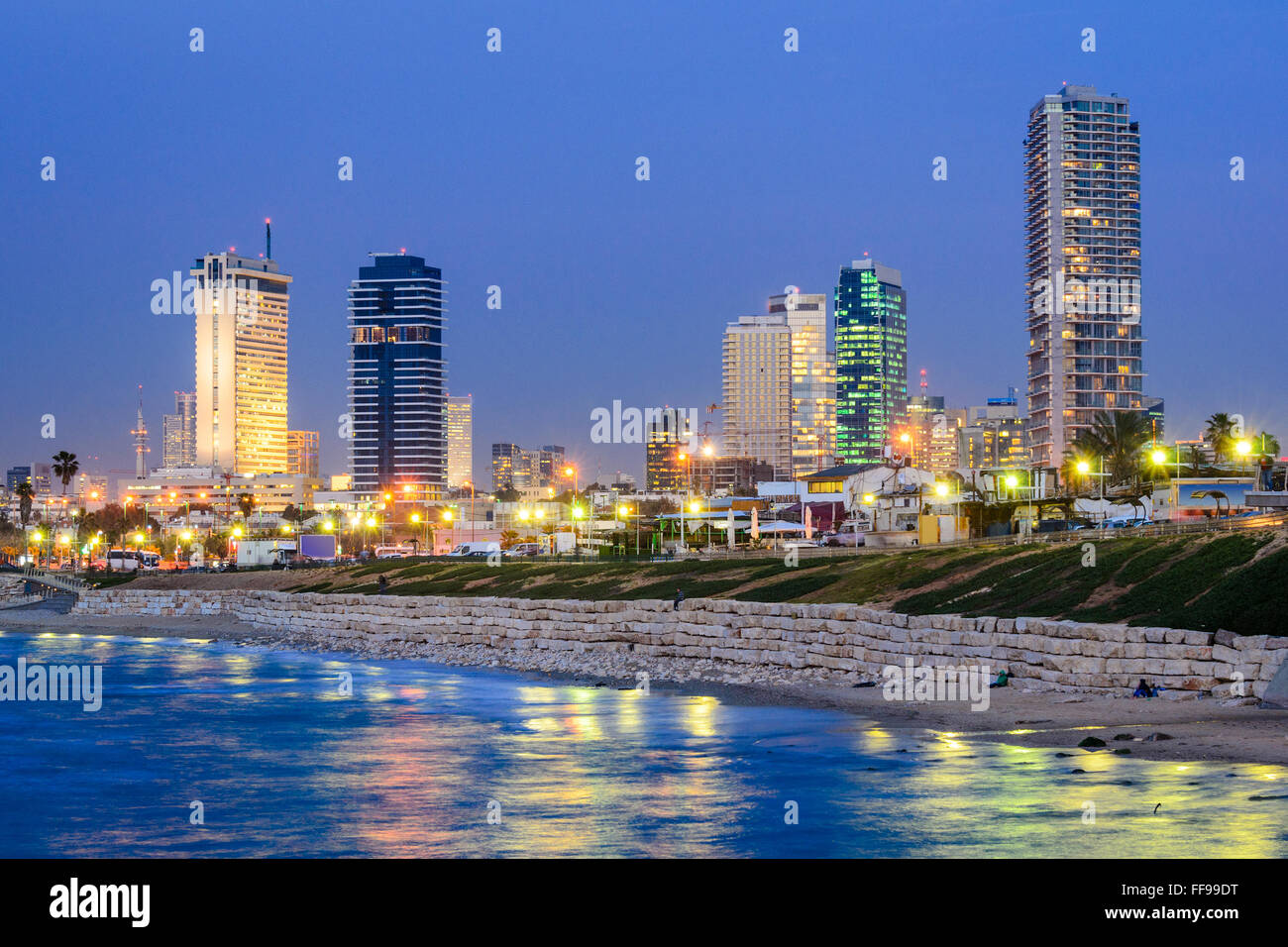 Tel Aviv, Israel skyline on the Mediterranean. Stock Photo