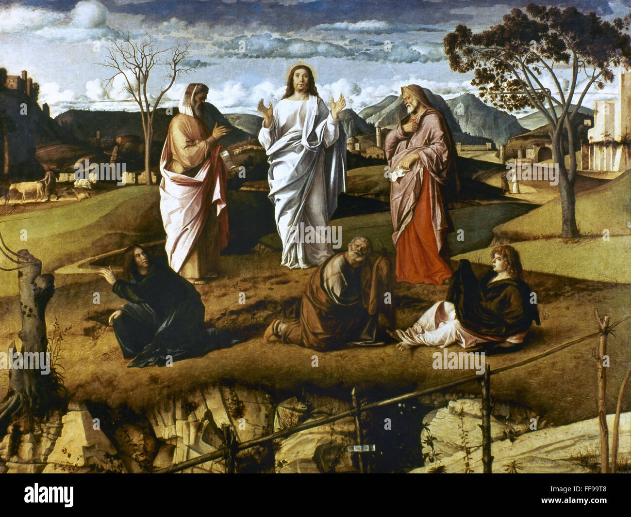 BELLINI: TRANSFIGURATION. /n'Transfiguration of Christ.' Oil on panel ...