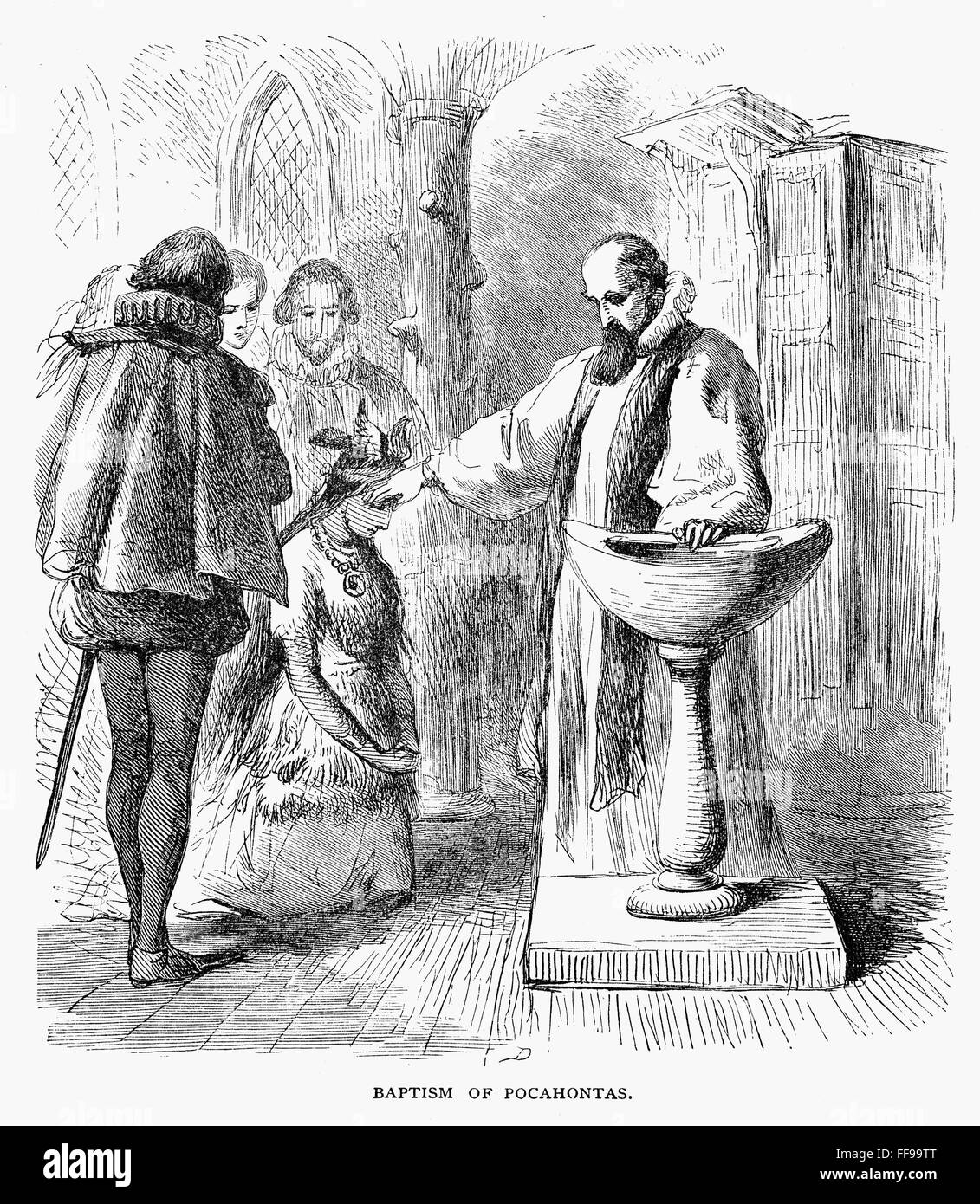 POCAHONTAS (1595?1617). /nNative American princess. The baptism of Pocahontas at Jamestown