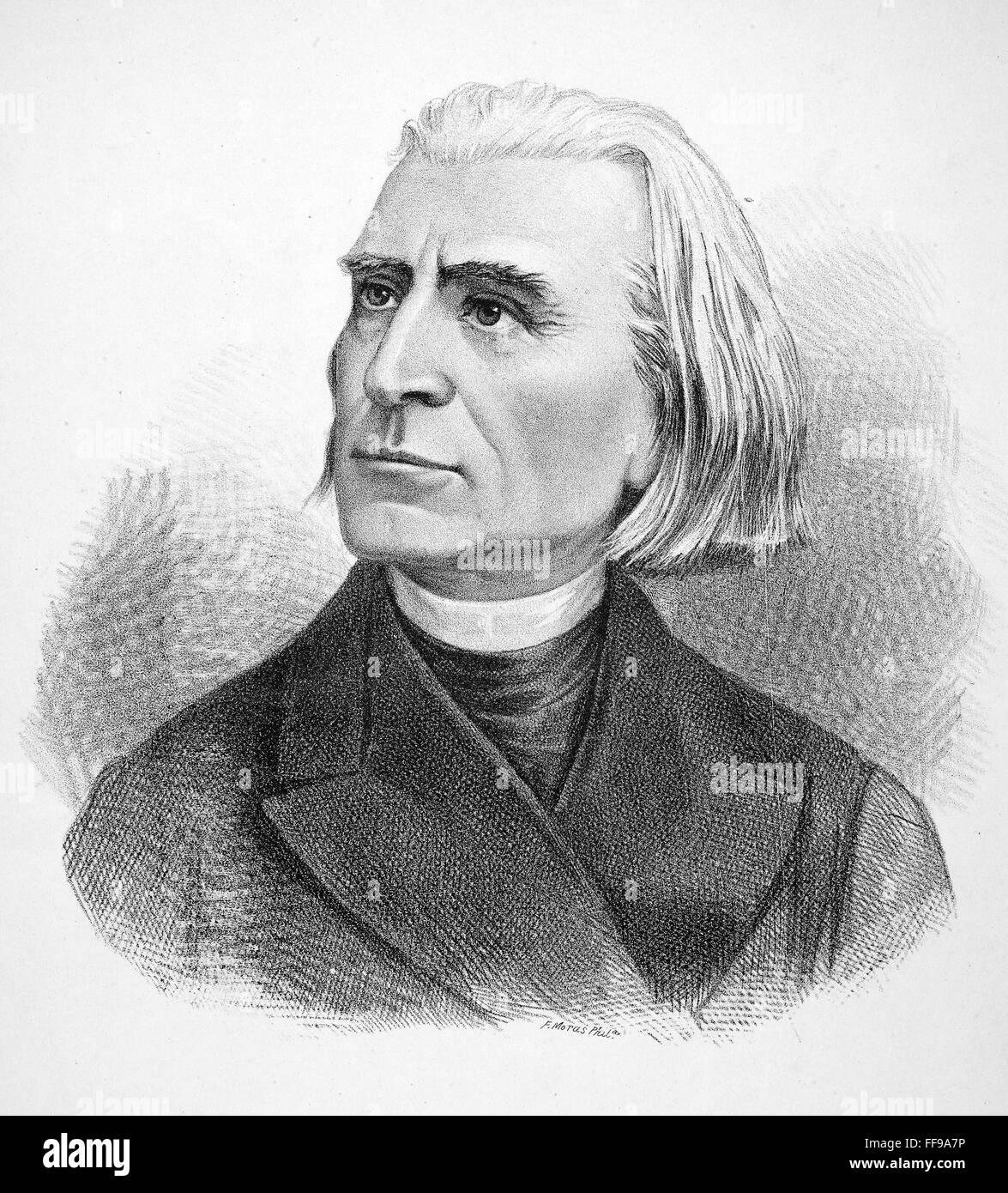 FRANZ LISZT (1811-1886). /nHungarian pianist and composer. Lithograph 