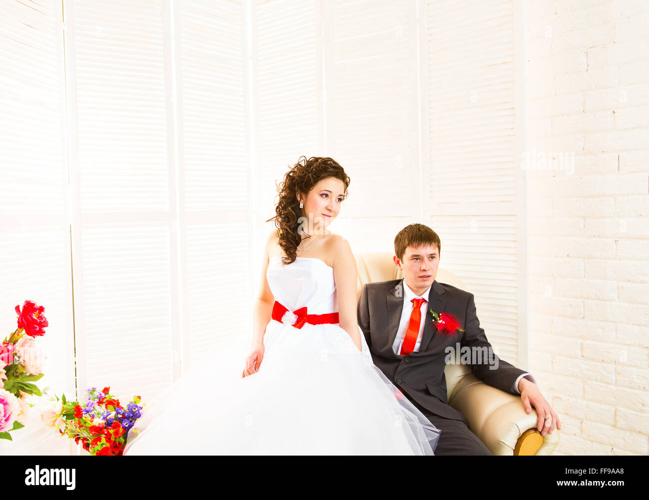 Young wedding couple enjoying romantic moments Stock Photo - Alamy
