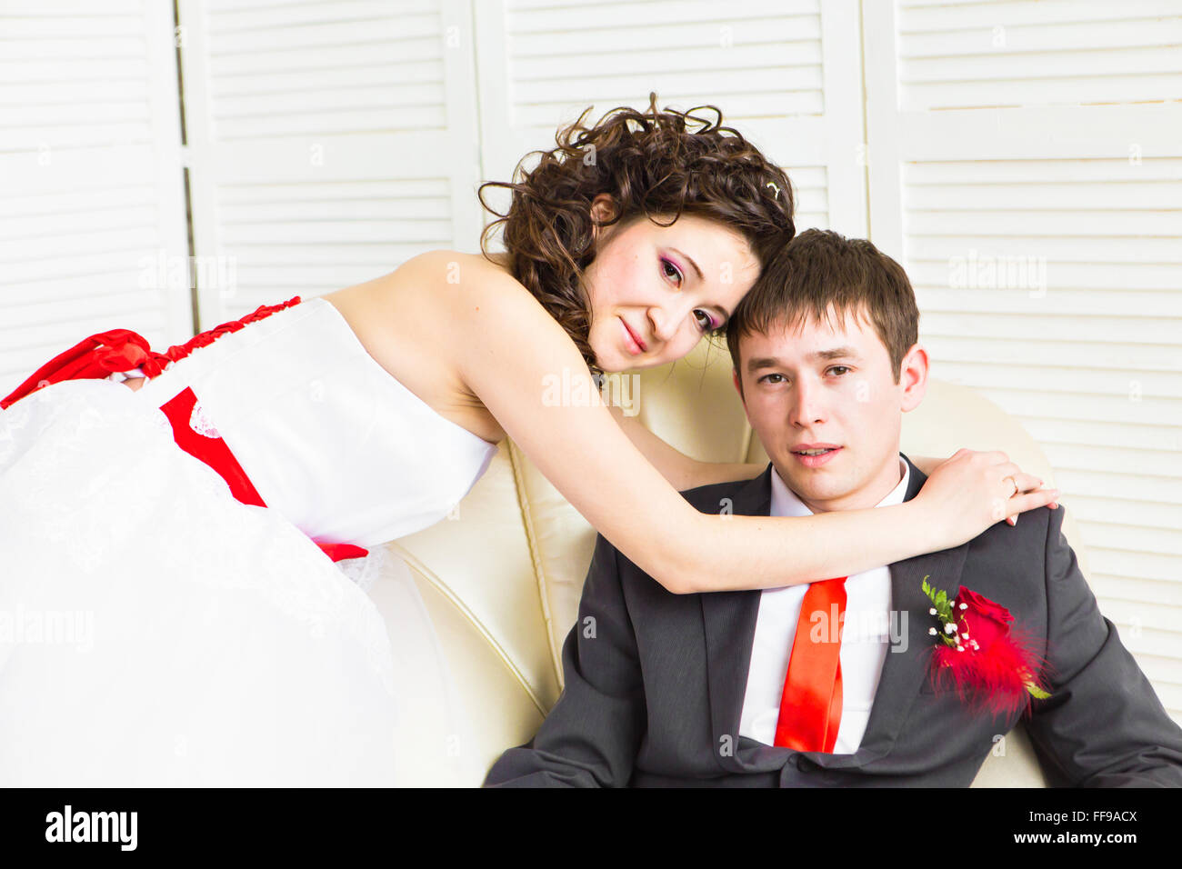 Young wedding couple enjoying romantic moments Stock Photo - Alamy
