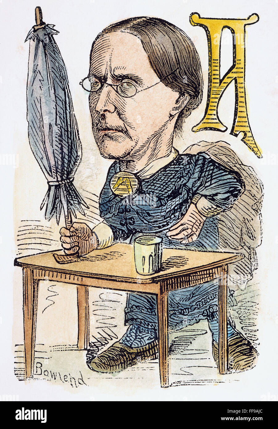 SUSAN ANTHONY (1820-1906). /nAmerican reformer. Caricature, 1870. Stock Photo