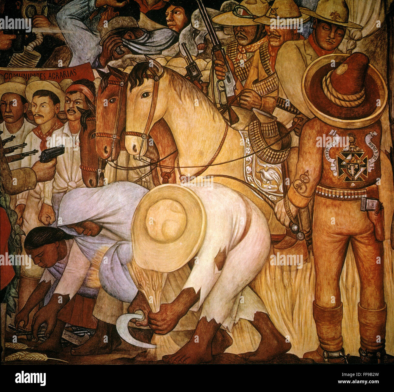 RIVERA: REPRESSION. /nDetail from Diego Rivera's mural painting 'History and Perspective of Mexico' at the National Palace, Mexico City. Stock Photo