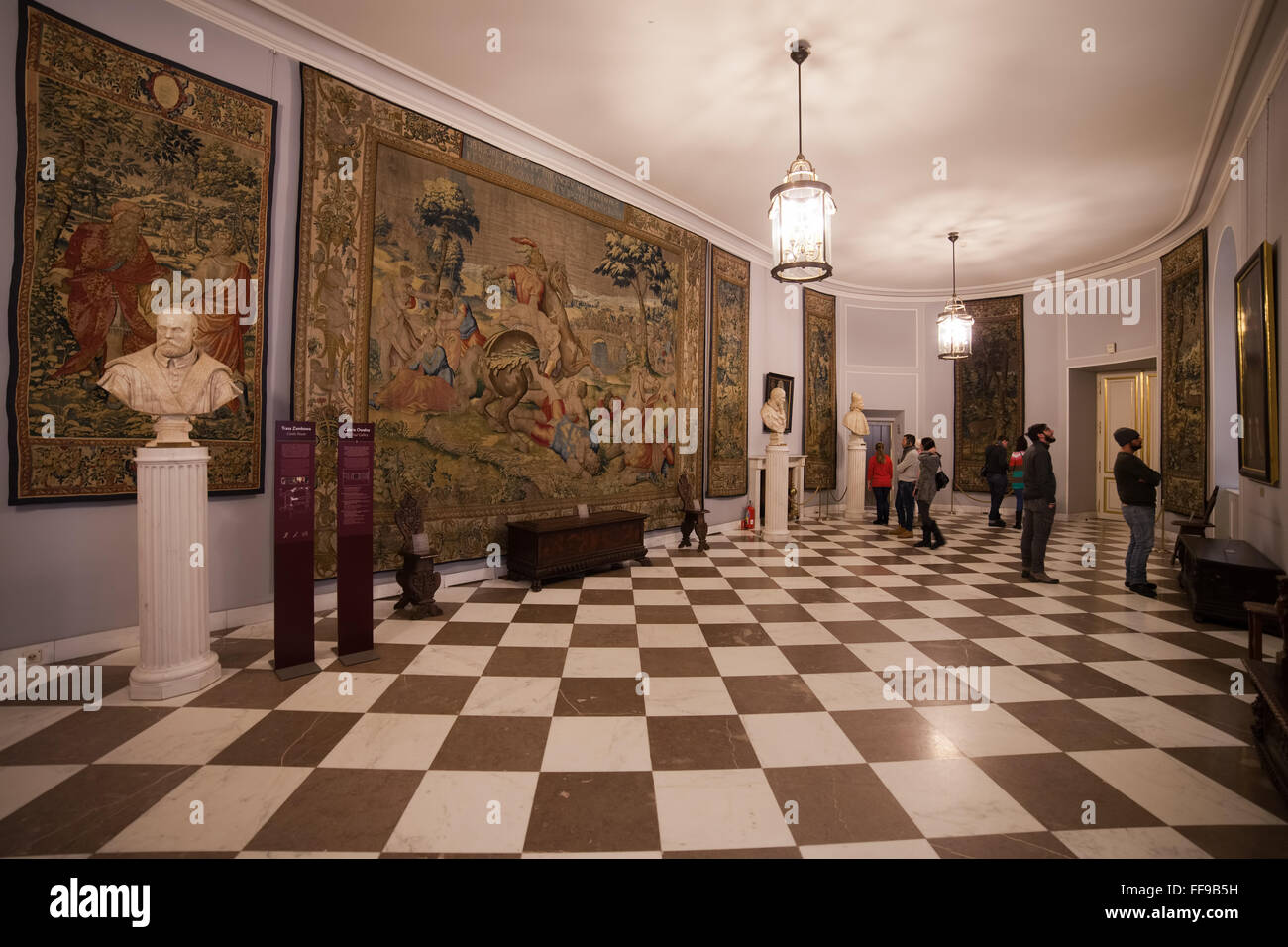 poland city of warsaw royal castle interior oval gallery brussels tapestries on