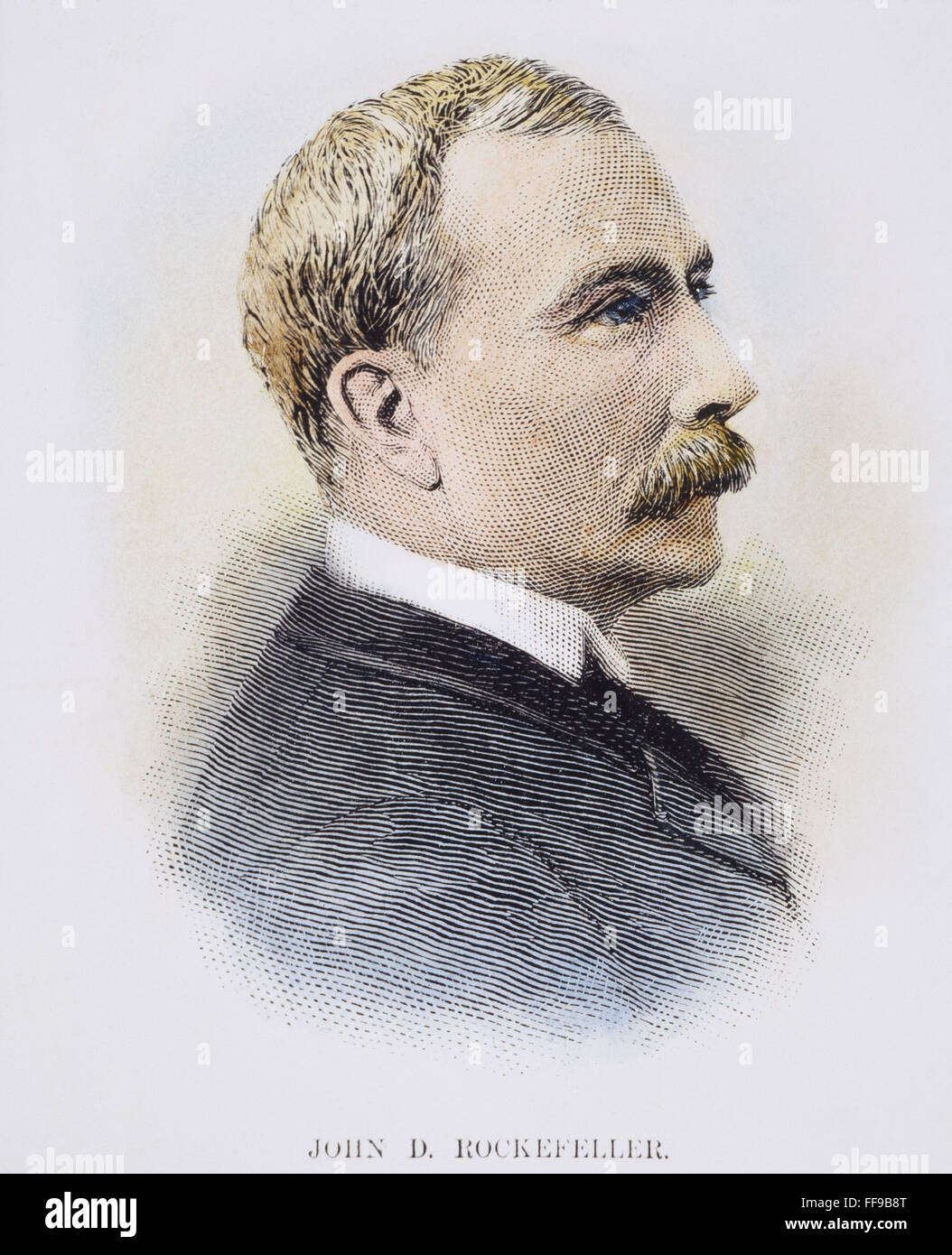 JOHN D. ROCKEFELLER /n(1839-1937). American oil magnate. Wood engraving, American, 1889. Stock Photo