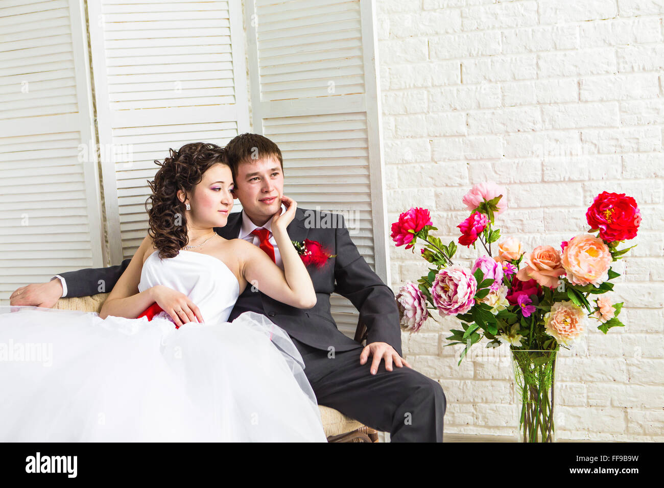 beautiful wedding, husband and wife, lovers man woman, bride and groom ...