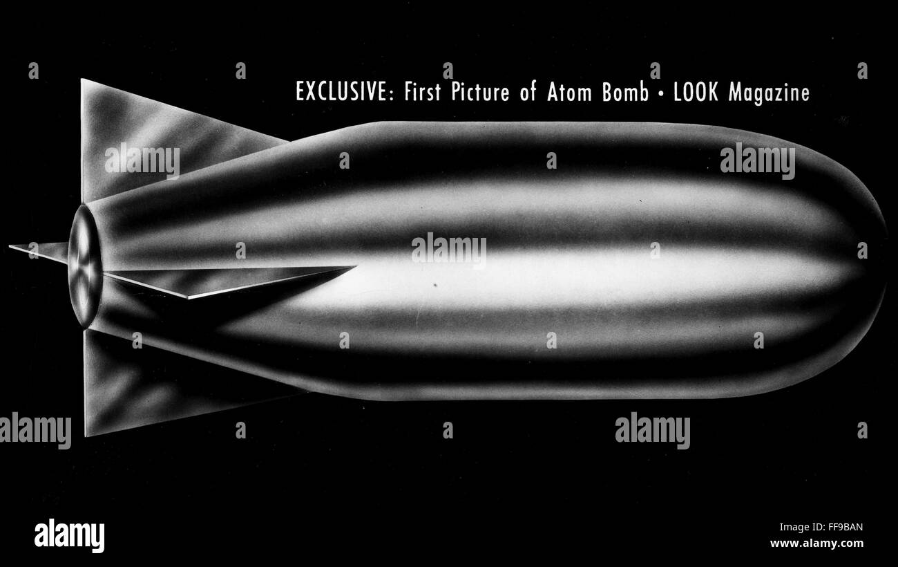 FIRST ATOMIC BOMB, 1945. /nA depiction of the first United States atomic bomb in 'Look Magazine,' 1945. Stock Photo