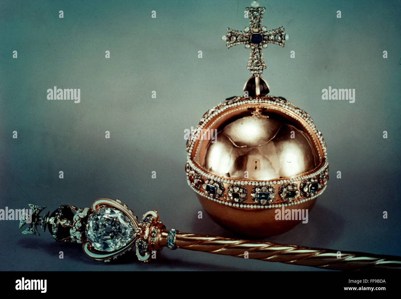 BRITISH CROWN JEWELS. /nSovereign's Orb and Sceptre. Stock Photo