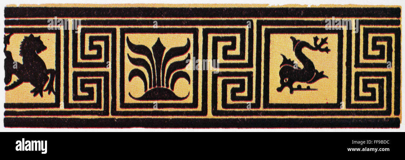 ANCIENT GREEK ORNAMENT. /nFret from an ancient Greek vase. Stock Photo