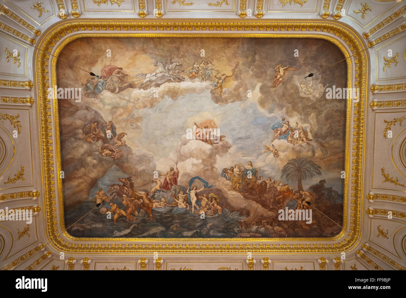 Poland, city of Warsaw, Royal Castle interior, Disentanglement of Chaos on painting on ceiling by Marcello Bacciarelli in The Gr Stock Photo