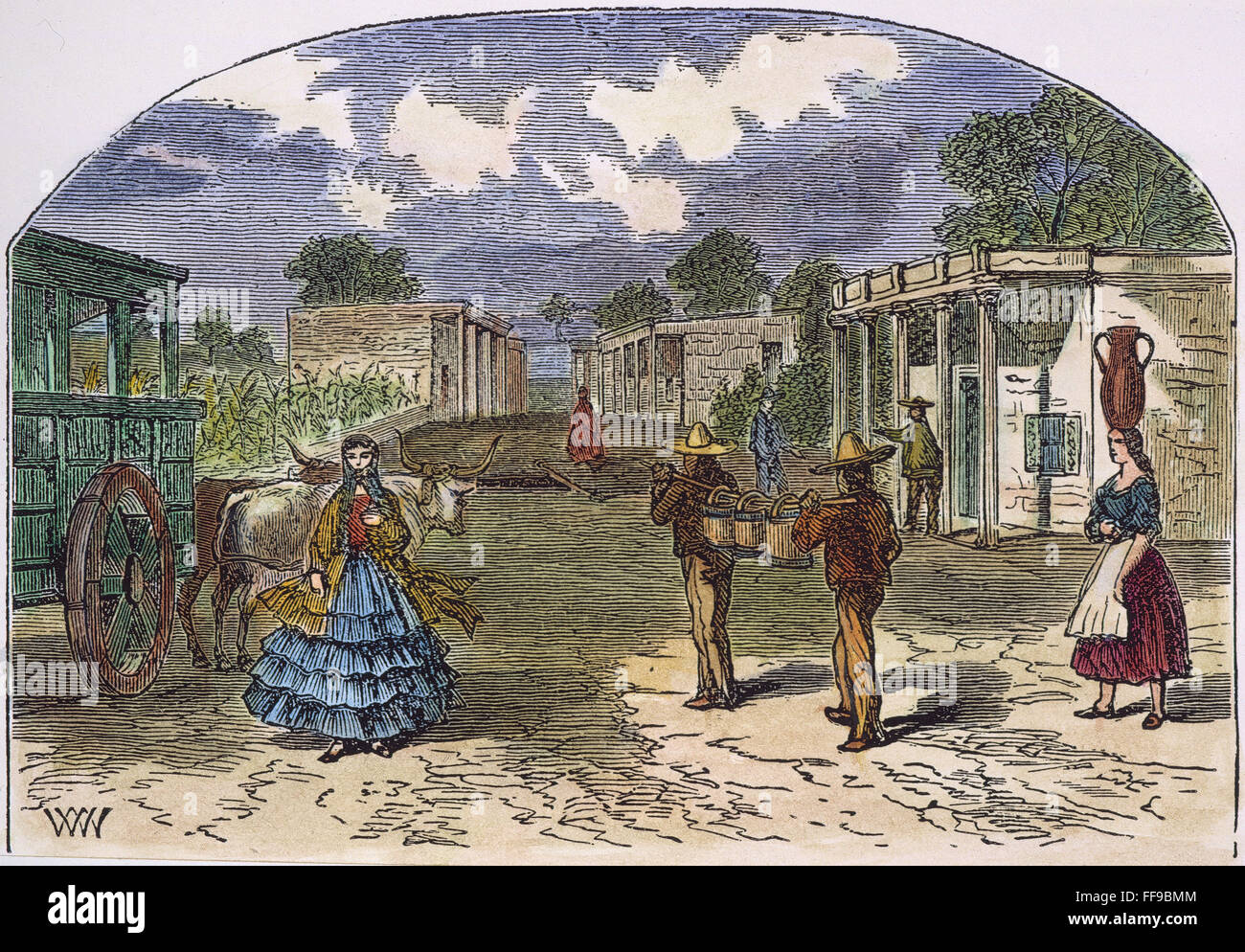 TEXAS: EL PASO, 1860s. /nEl Paso, Texas, in the 1860s. Wood engraving, 1867. Stock Photo