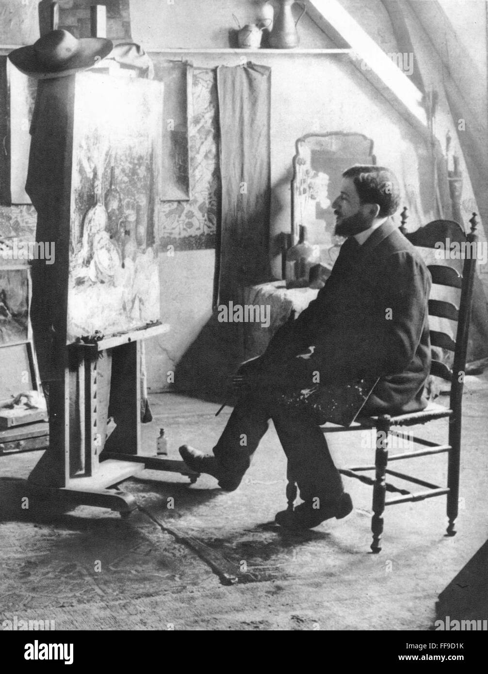 PIET MONDRIAN (1872-1944). /nDutch painter. Photographed in his studio ...