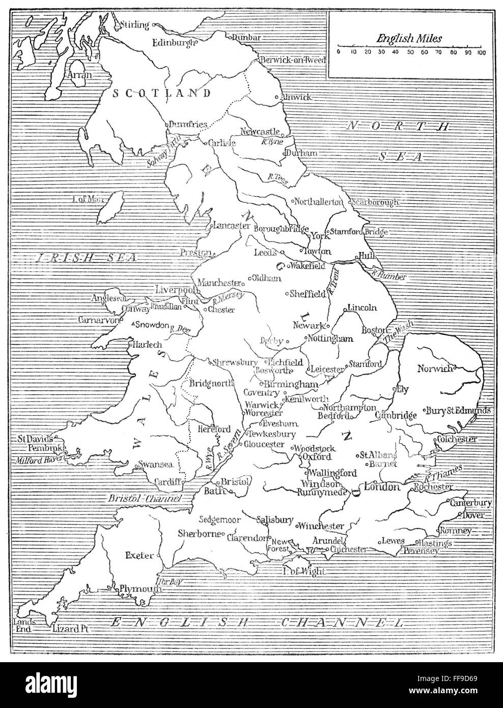 MAP OF ENGLAND. /nA map of England as it appeared in the 18th century Stock Photo Alamy