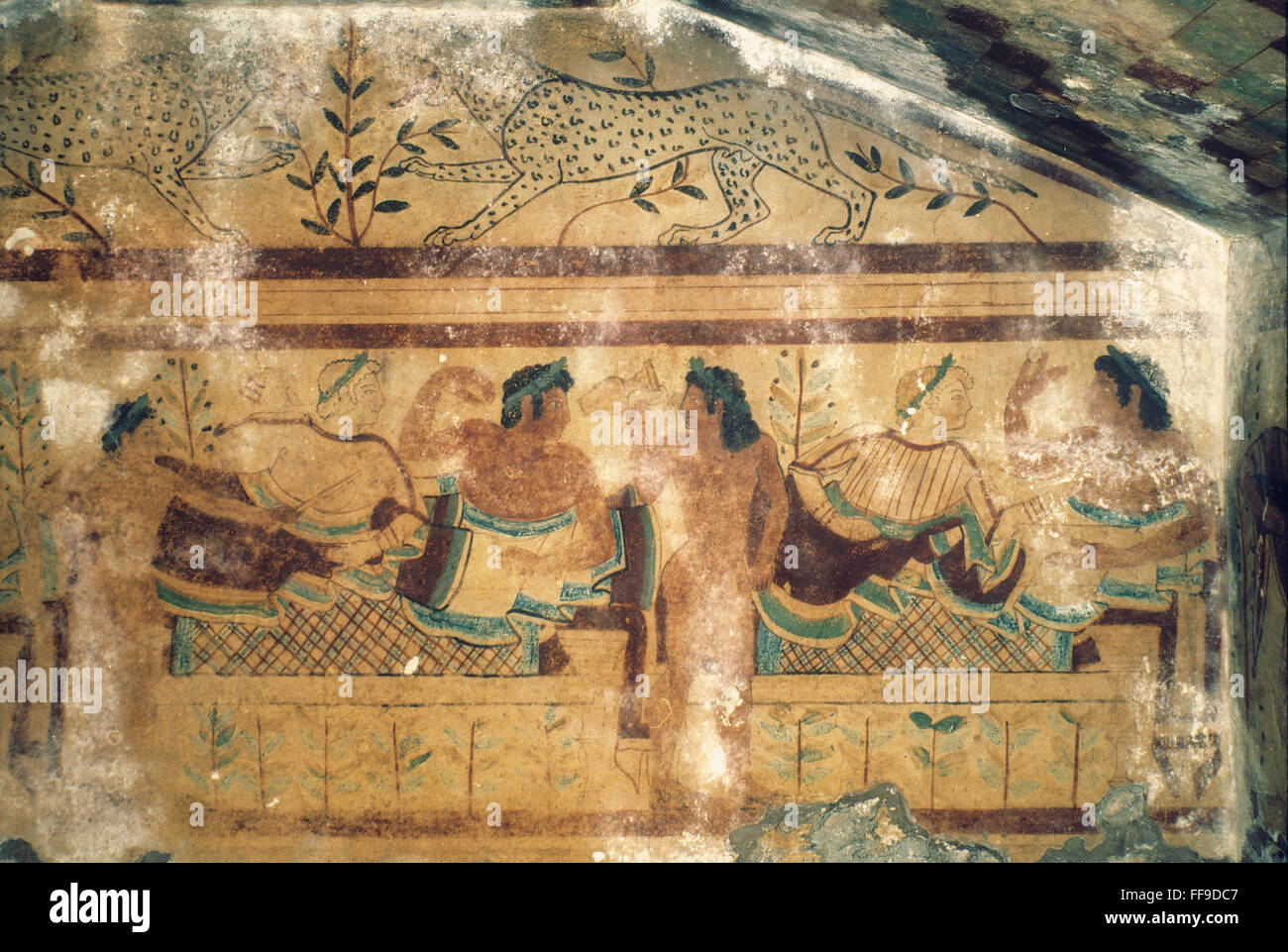 ETRUSCAN ART BANQUET /nscene from Tomb of the Leopards, Tarquinia