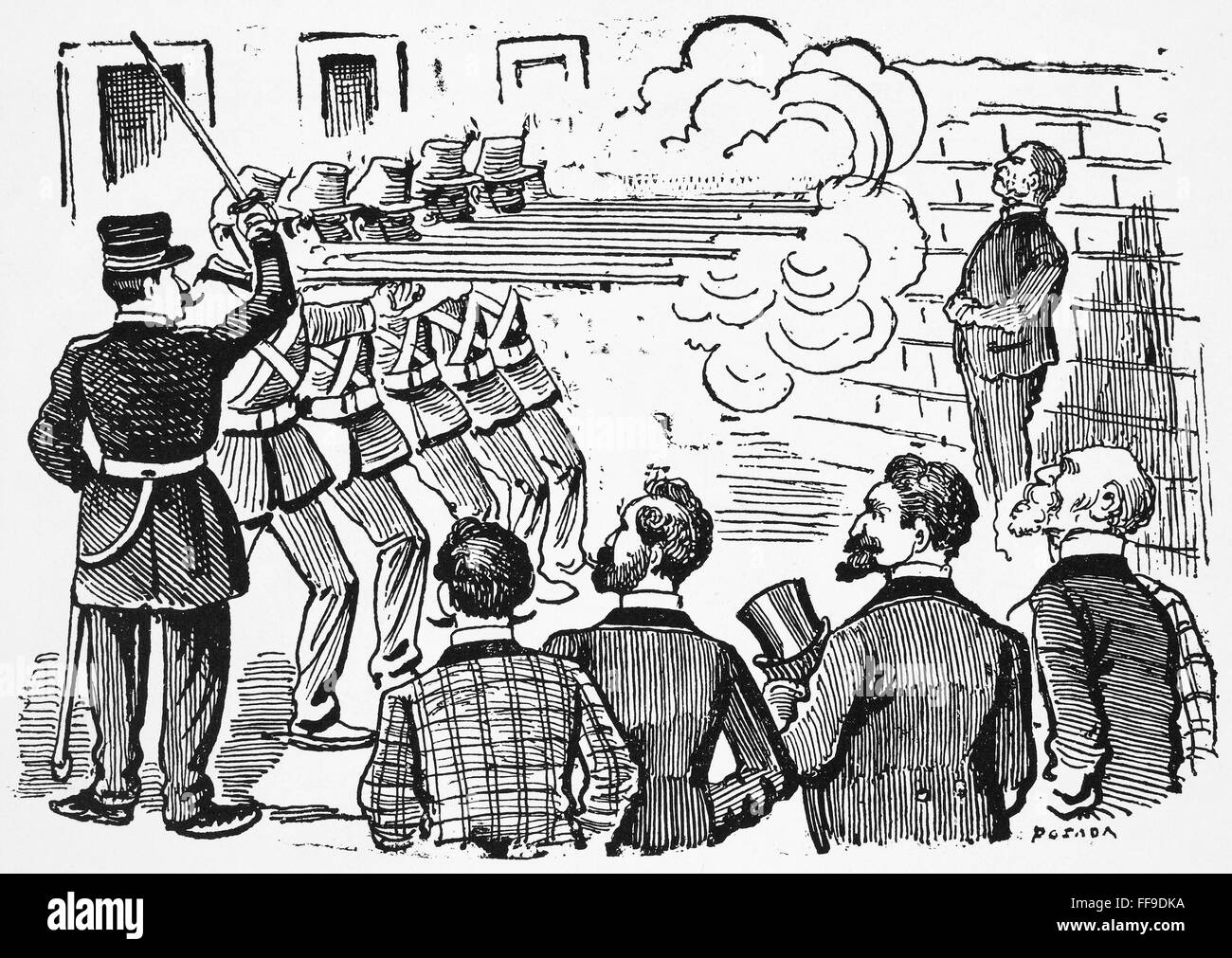 POSADA: FIRING SQUAD. /nZinc engraving, 1900-1912, by JosΘ Guadalupe Posada...
