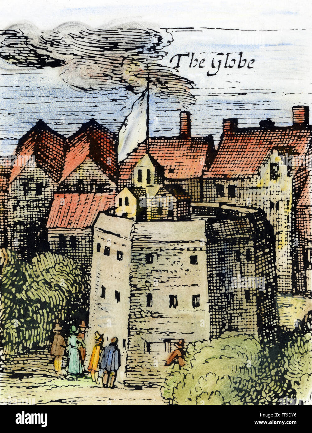 GLOBE THEATRE, 1616. /nDetail from Claes Jansz Visscher's view of London, England, 1616, showing the Globe Theatre. Stock Photo