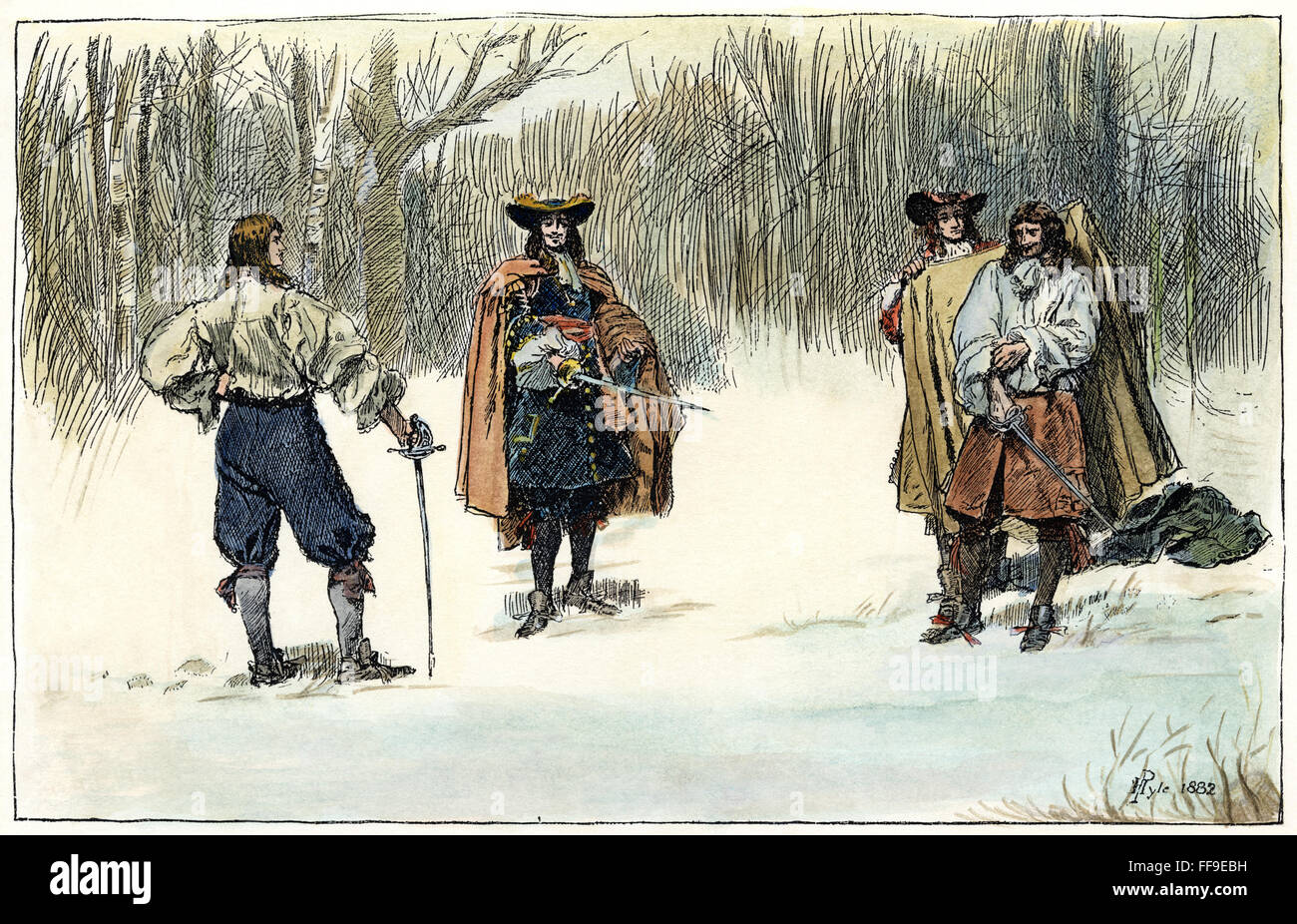DUEL, 17th CENTURY. /n'The Duel.' Illustration, 1882, by Howard Pyle. Stock Photo