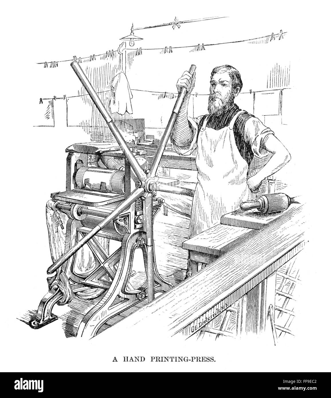 HAND PRINTINGPRESS, 1890. /nBanknote printingpress at the Bureau of Engraving and Printing