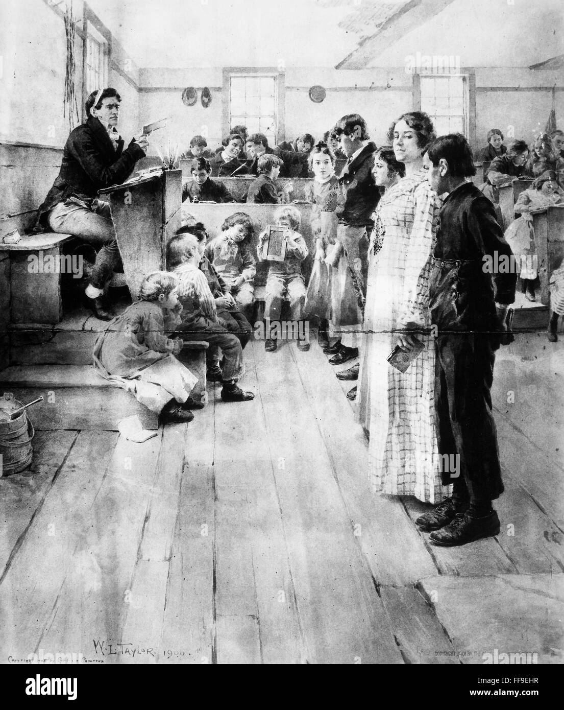 ONE-ROOM SCHOOLHOUSE. /nInterior of a 19th century American one-room