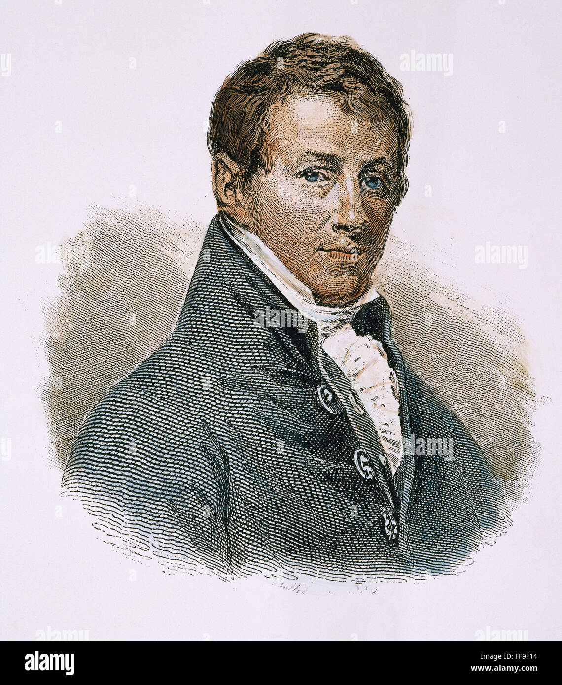 SIR HUMPHRY DAVY /n(1778-1829). English chemist: engraving, French, 1834. Stock Photo