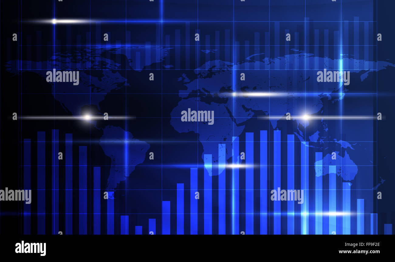 Abstract blue background with map Stock Photo - Alamy