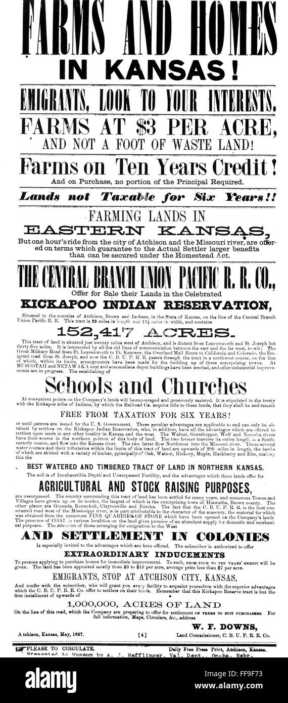 UNION PACIFIC POSTER, 1867. /nA Union Pacific Railroad broadside of ...