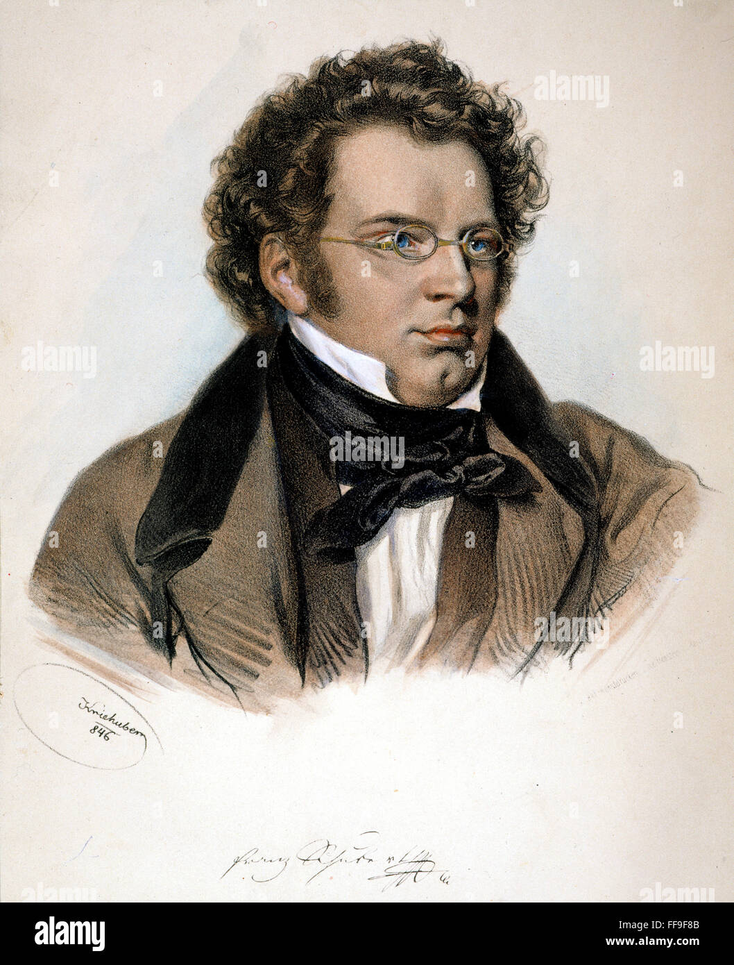 FRANZ PETER SCHUBERT /n(1797-1828): lithograph by Joseph Kriehuber (1800-1876). Stock Photo
