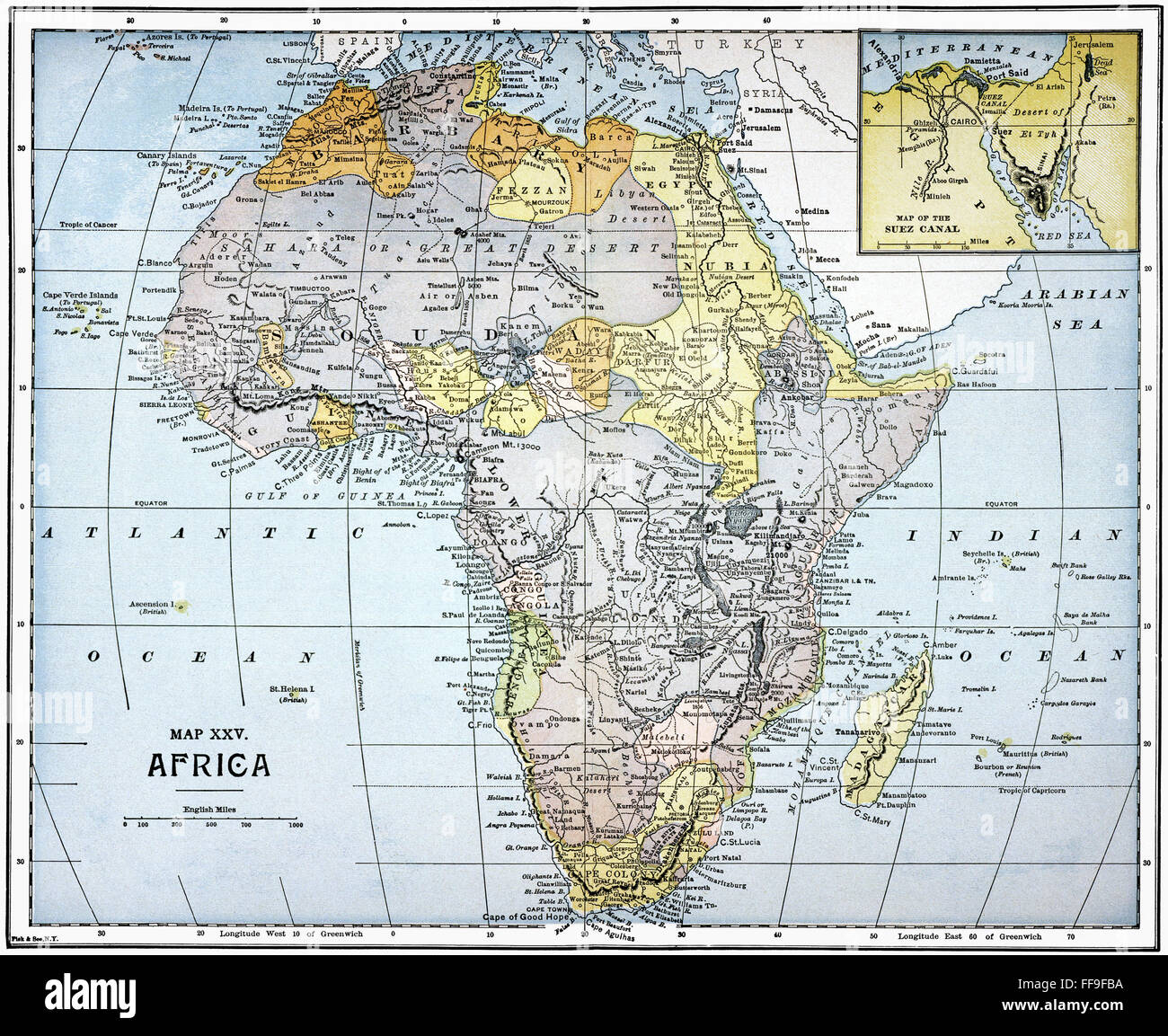 MAP AFRICA, 19th CENTURY. /nA late 19th century map of Africa with an