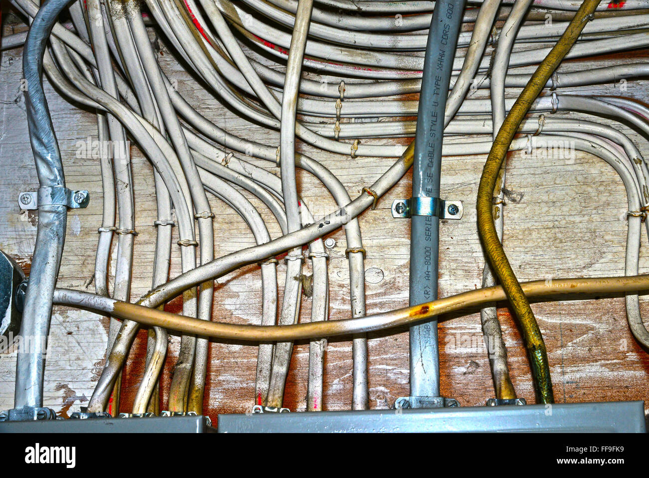 Electrical wiring and power boxes Stock Photo Alamy