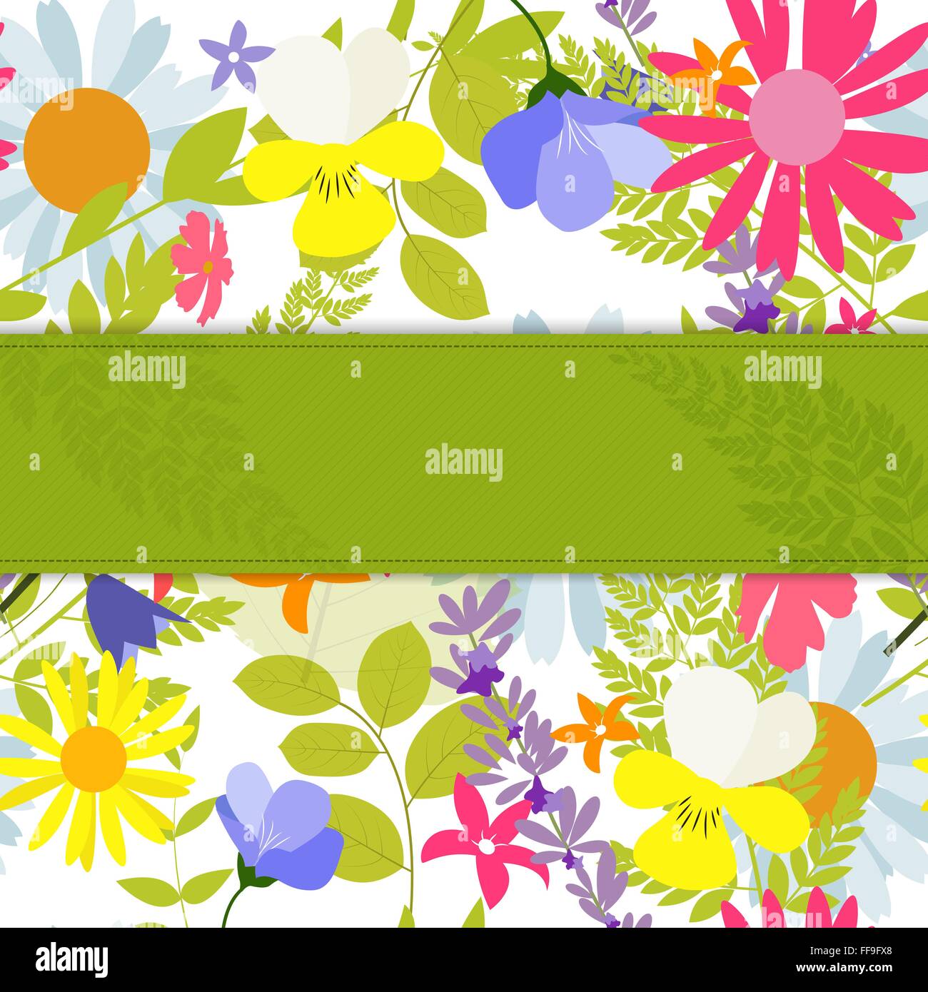 Abstract Natural Spring Background with Flowers and Leaves. Vect Stock ...