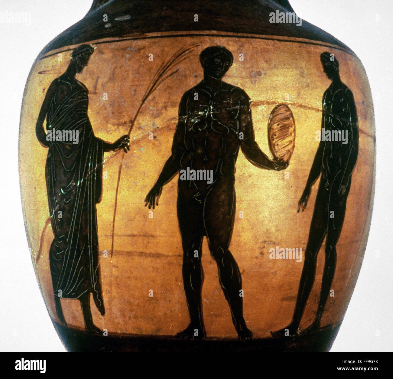 GREEK OLYMPIAN. /nCrowning a victor in the Olympic Games. Attic black