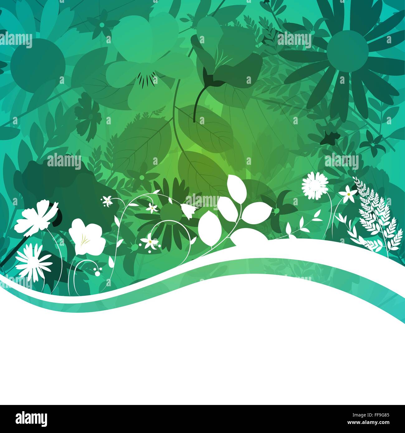 Abstract Natural Spring Background with Flowers and Leaves Stock Vector ...