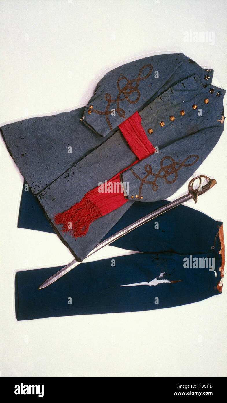 CONFEDERATE UNIFORM. /nUniform worn by Confederate General William Dorsey Pender when wounded at Gettysburg. Stock Photo