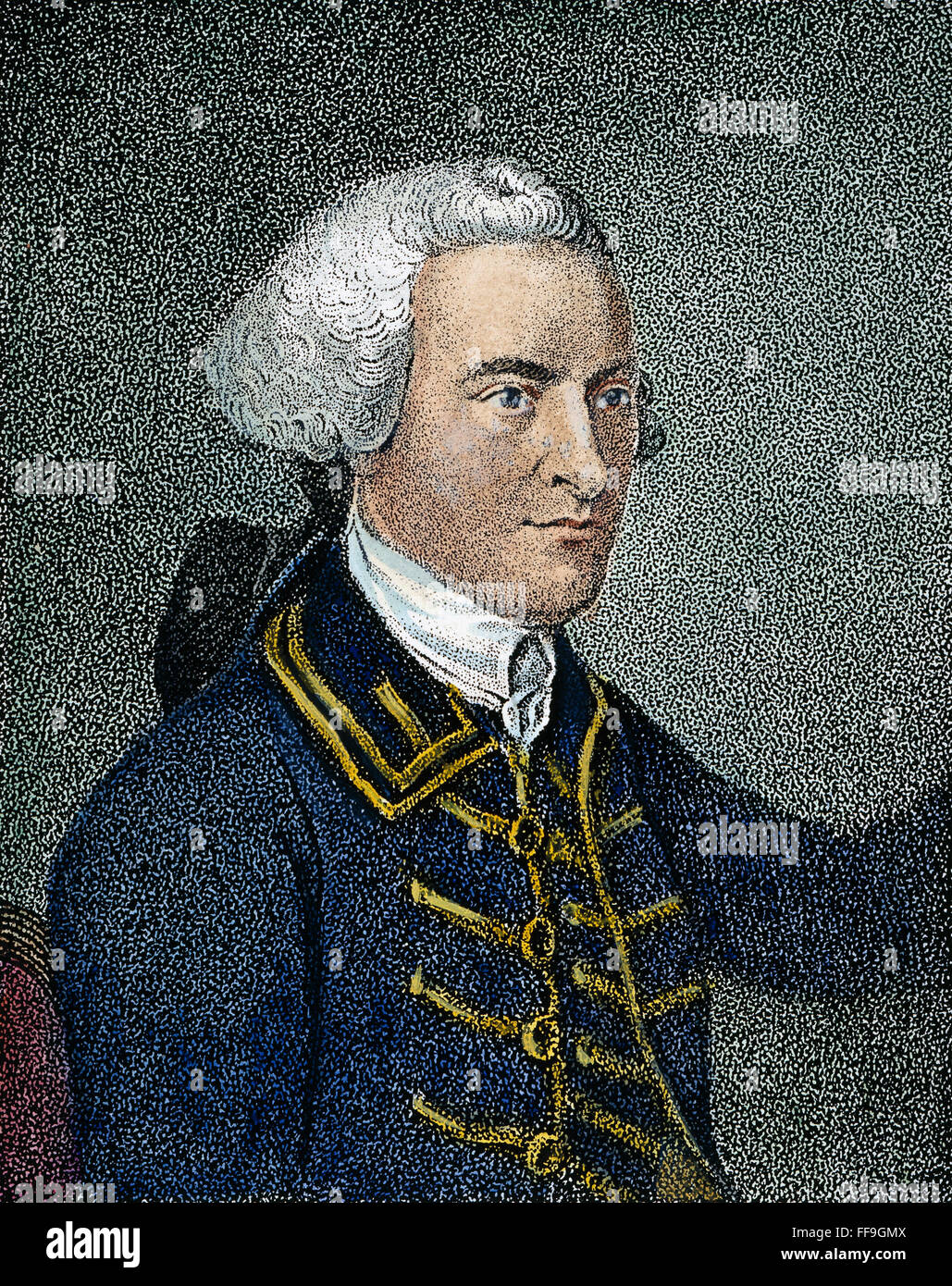 JOHN HANCOCK (1737-1793). /nAmerican revolutionary politician. Aquatint engraving, 1820, by J.B. Longacre, after John Singleton Copley's portrait of 1765. Stock Photo
