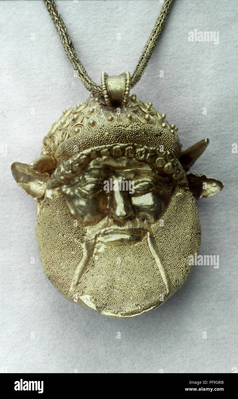 ETRUSCAN PENDANT. /nEtruscan gold pendant of Achelous, 6th century B.C. Stock Photo