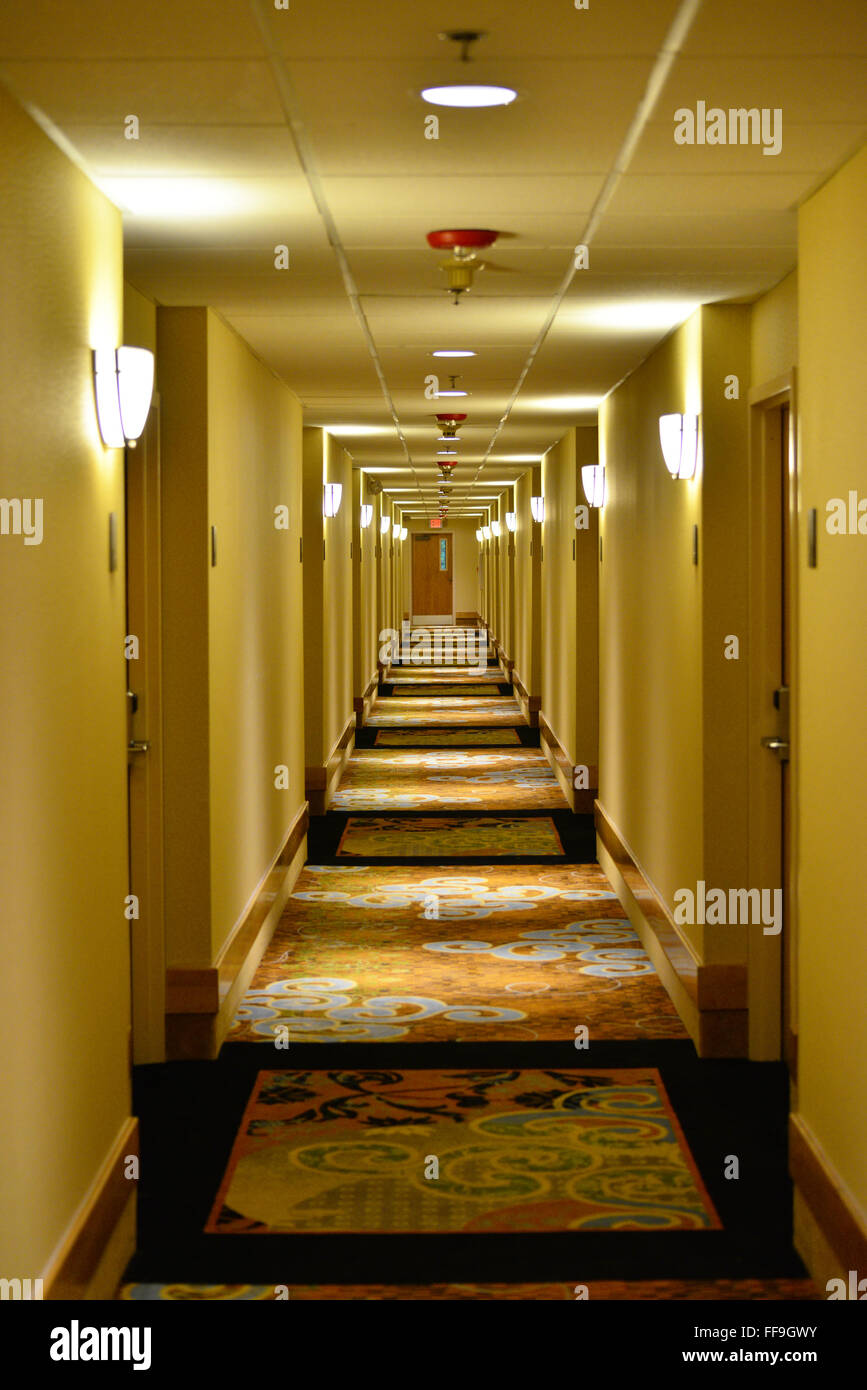 Hallway in a hotel Stock Photo