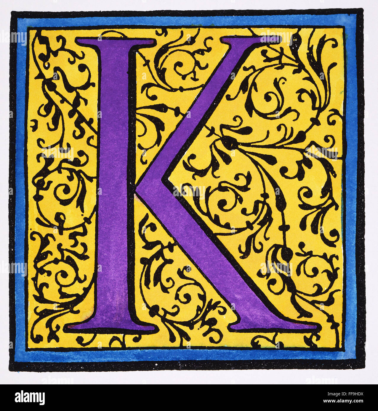 INITIAL 'K', c1600. /nDecorative initial 'K' in a style similar to those initials used by Christophe Plantin and Adam Berg. Woodcut, c1600. Stock Photo