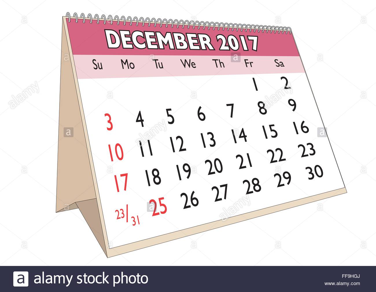 December Month In An English Calendar For Year 2017 With Usa - 
