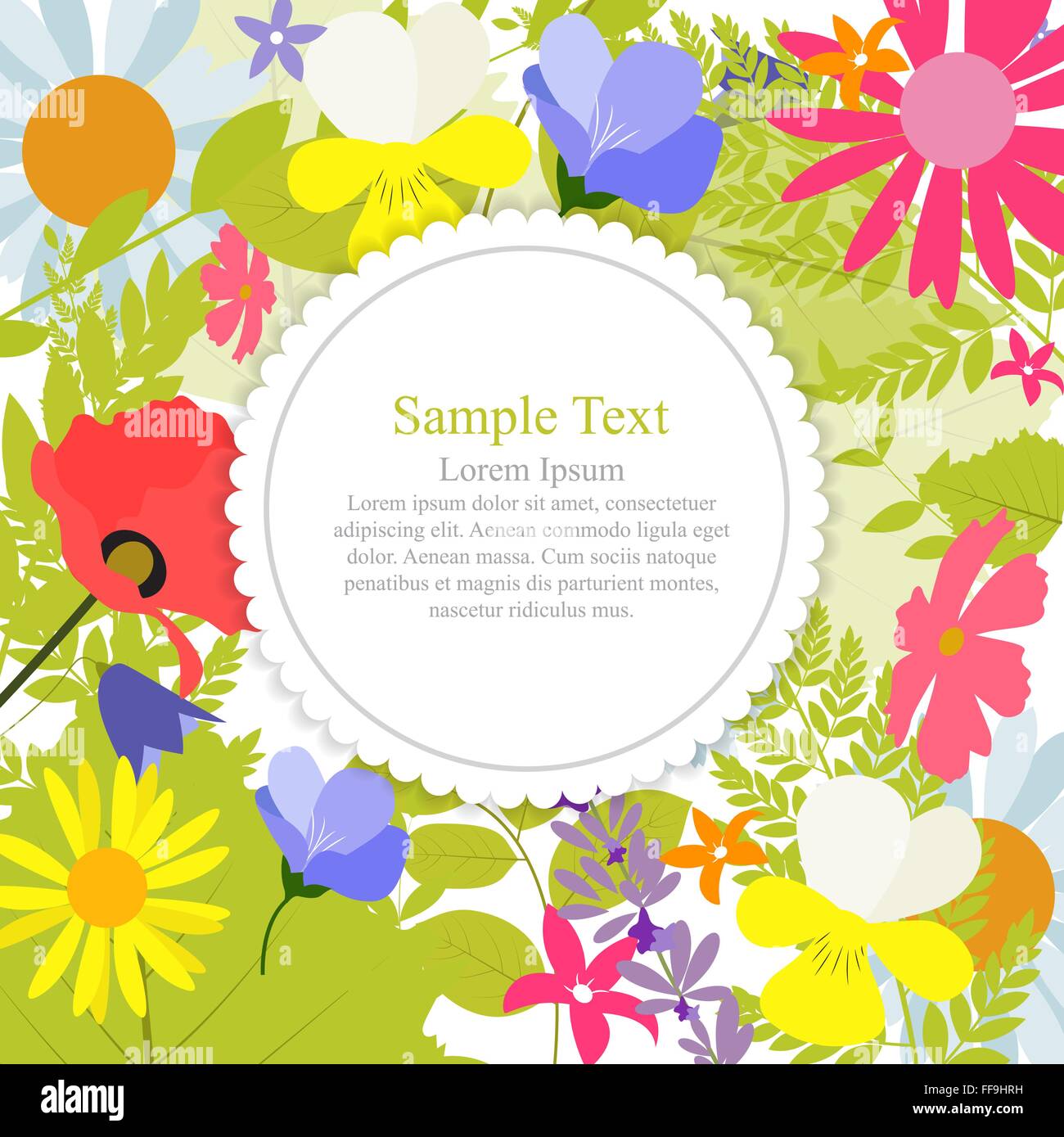 Abstract Natural Frame with Flowers and Leaves Stock Vector Image & Art ...