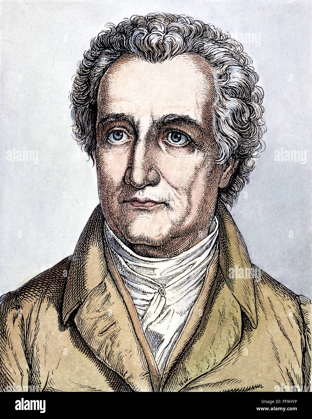 JOHANN GOETHE (1749-1832). /nJohann Wolfgang von Goethe. German poet and man of letters. Wood engraving, 19th century. Stock Photo