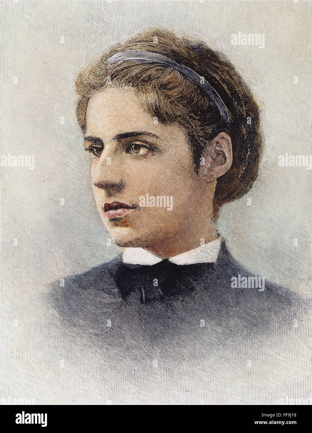 EMMA LAZARUS (1849-1887). /nAmerican poet and essayist: wood engraving, 1888. Stock Photo