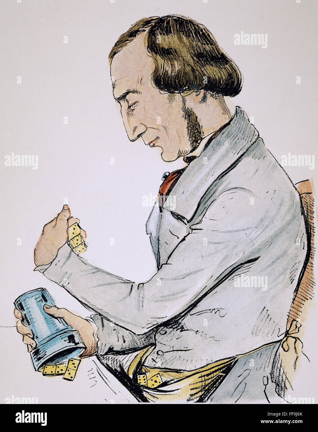 JEAN EUGENE ROBERT HOUDIN. /n(1805-1871). French magician. Lithograph, 1848, by Jean Pierre Dantan (1800-69). Stock Photo