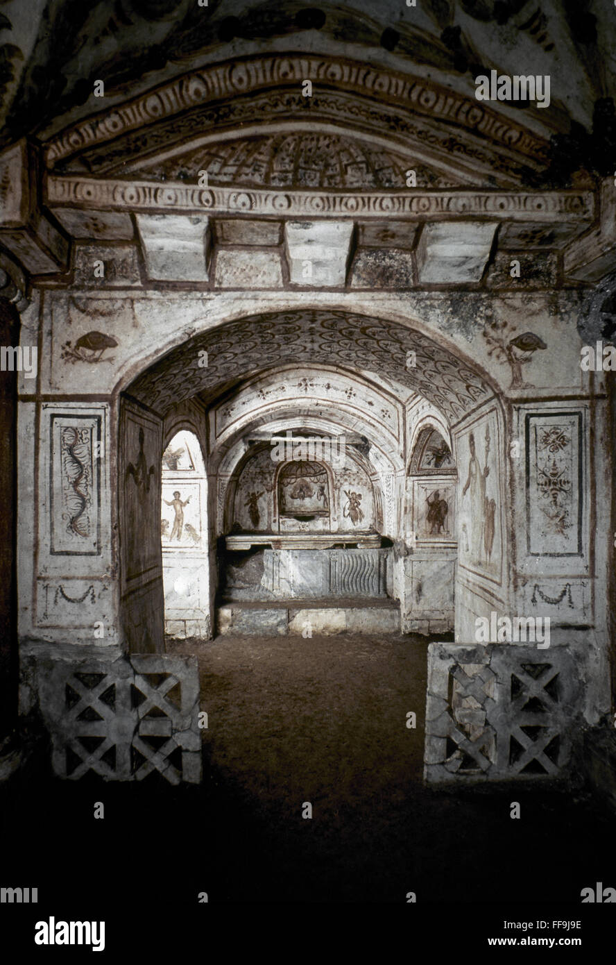 ROMAN CATACOMBS. /nCatacombs of Via Latina, Rome. Frescoes, 4th century A.D. Stock Photo