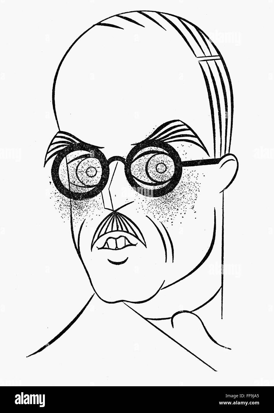 THORNTON WILDER /n(1897-1975). American writer. Caricature, 1929, by Eva Herrmann. Stock Photo