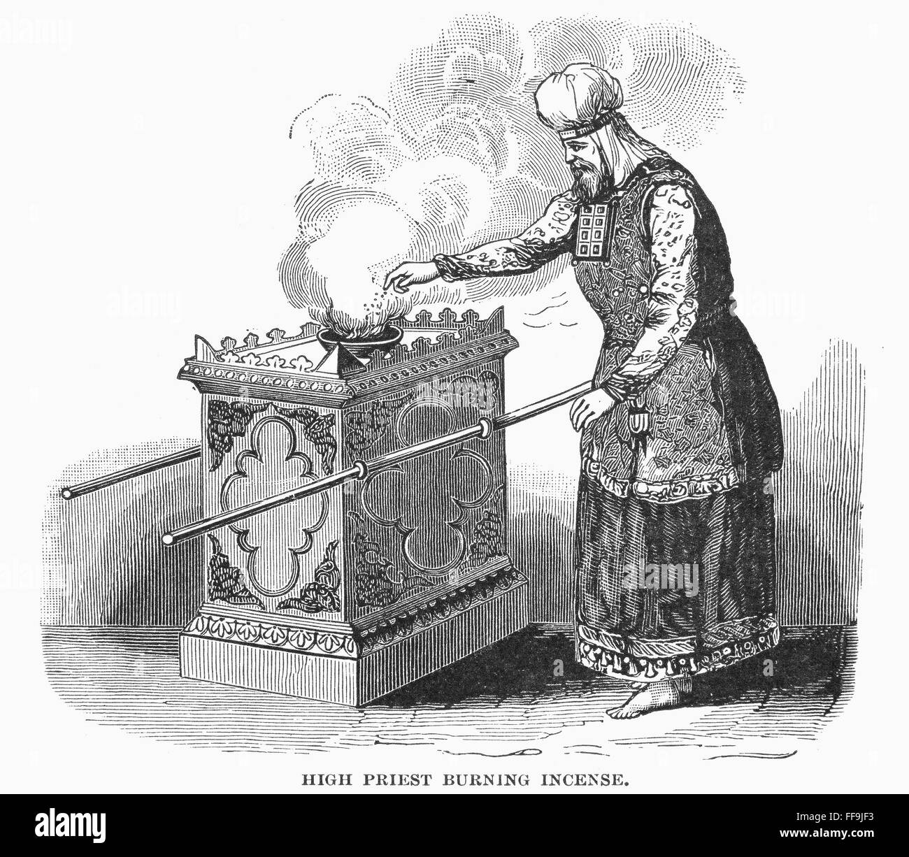 HEBREW HIGH PRIEST. /nHebrew high priest burning incense. Wood